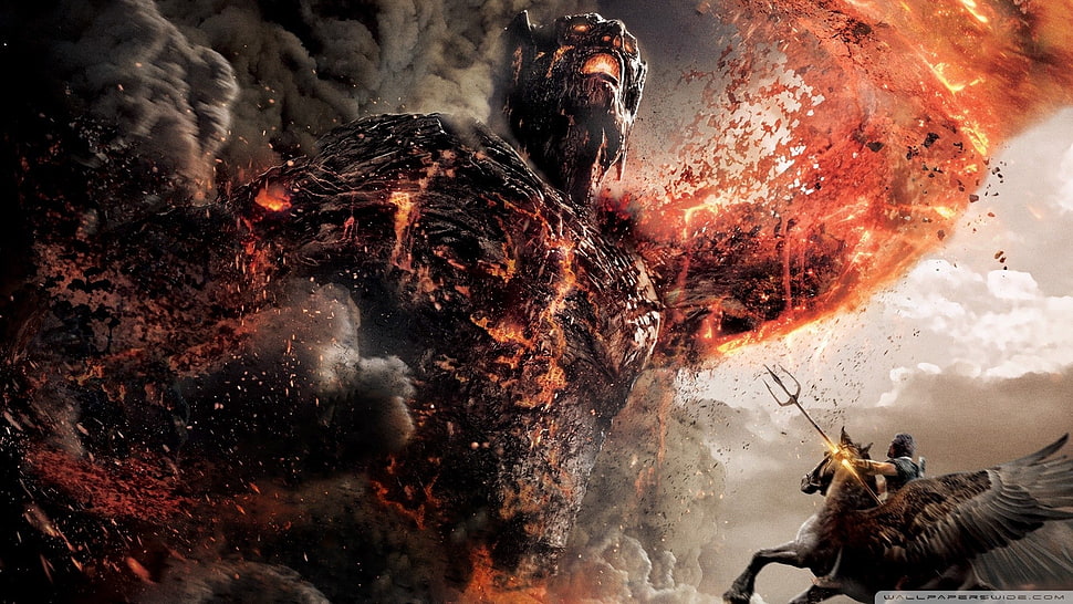 Kronus digital wallpaper, war, creature, demon, Pegasus HD wallpaper