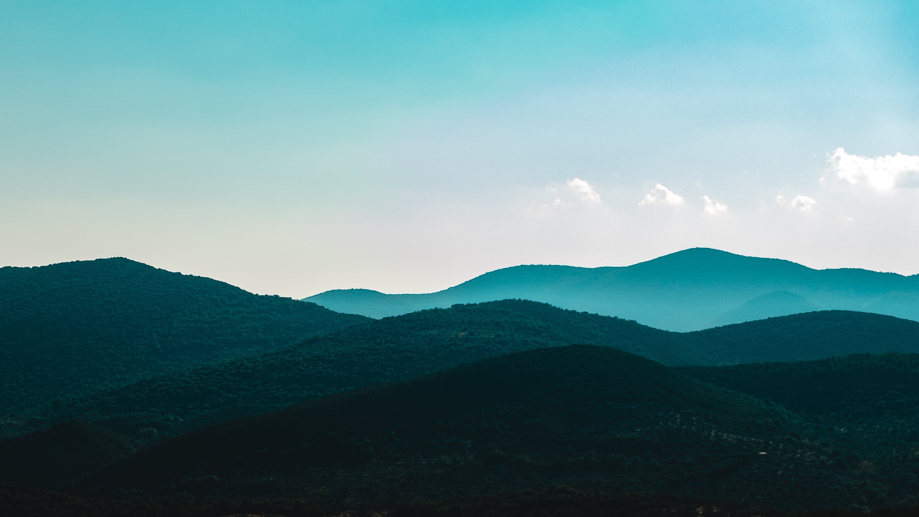 mountain ranges, Mountains, Trees, Sky