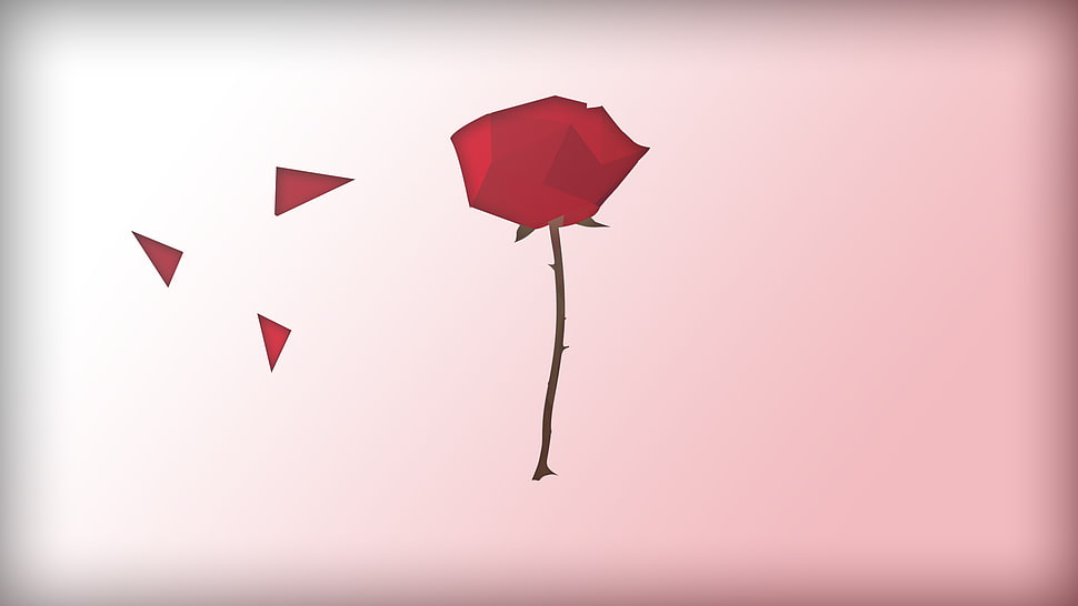 red and black table lamp, rose, low poly, minimalism, artwork HD wallpaper