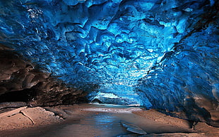 ice cave, nature, landscape, ice, cave