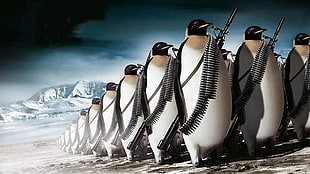 penguins inline with rifles wallpaper
