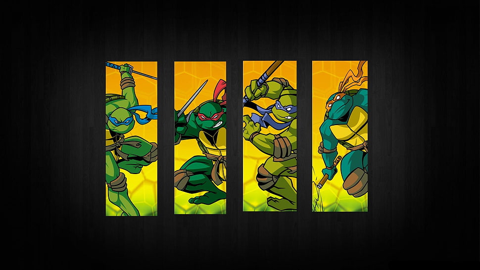TMNT character 4-panel painting, Teenage Mutant Ninja Turtles, cartoon, TV, turtle HD wallpaper