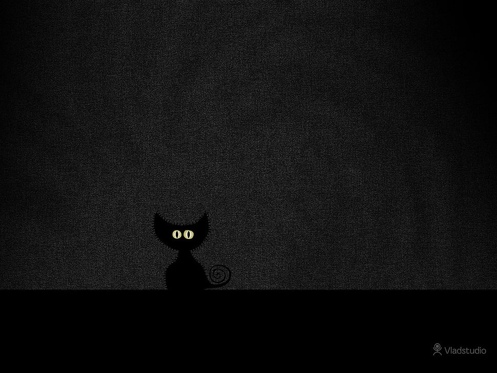 black cat illustration, Vladstudio, cat, dark background HD wallpaper