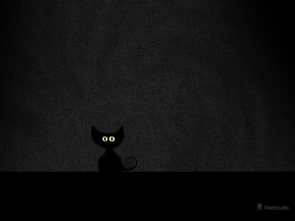 black cat illustration, Vladstudio, cat, dark background