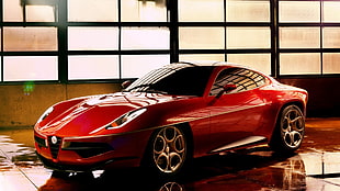 red sports coupe, Alfa Romeo, car, Disco Volante