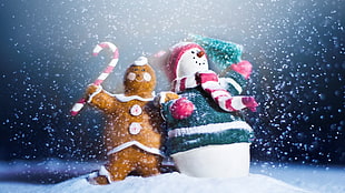 snowman and cookie figurines HD wallpaper