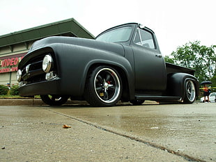 black Chevrolet Silverado single cab pickup truck, car, Rat Rod, Hot Rod