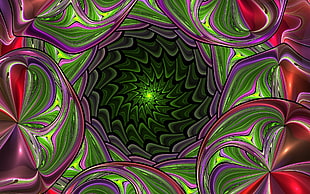green and red abstract artwork