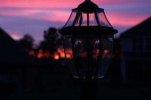 black street lantern, Lamp, Night, Light