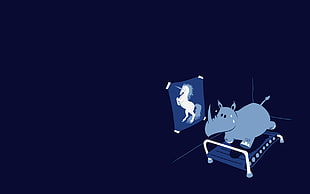 blue rhinoceros illustrtion, minimalism, rhino, humor HD wallpaper