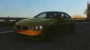 yellow BMW coupe, Driveclub, car, racing, BMW M4 Coupe