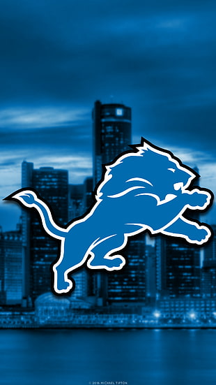 blue lion logo, Detroit Lions, American football, NFL