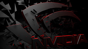 black and red air hockey table, Nvidia, GPUs, logo, 3D