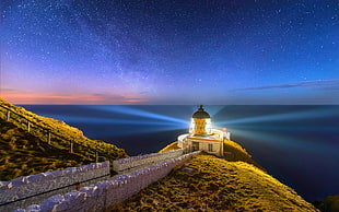grey lighthouse, nature, landscape, lighthouse, Scotland HD wallpaper
