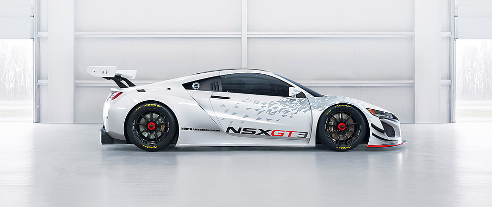 white and black car bed frame, Acura NSX, race cars, car, vehicle HD wallpaper