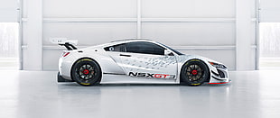 white and black car bed frame, Acura NSX, race cars, car, vehicle