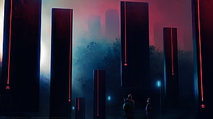 pillar, structure, red, black HD wallpaper