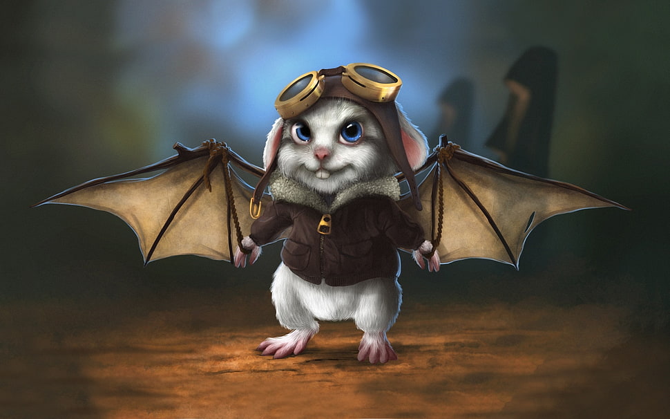 white mouse with wings and brown bomber jacket graphic wallpaper HD wallpaper