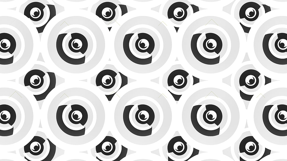 white and black round textile, circle, texture, black HD wallpaper