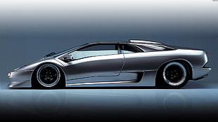 silver coupe, Lamborghini Diablo, car
