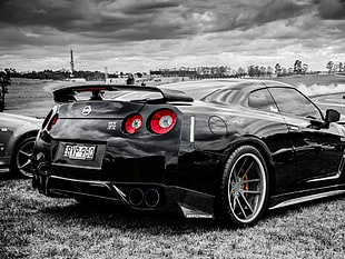 coupe, Nissan, car, selective coloring