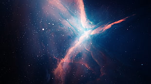 red and blue galaxy HD wallpaper