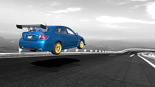 blue sedan illustration, car, rally cars, Subaru Impreza , blue cars HD wallpaper