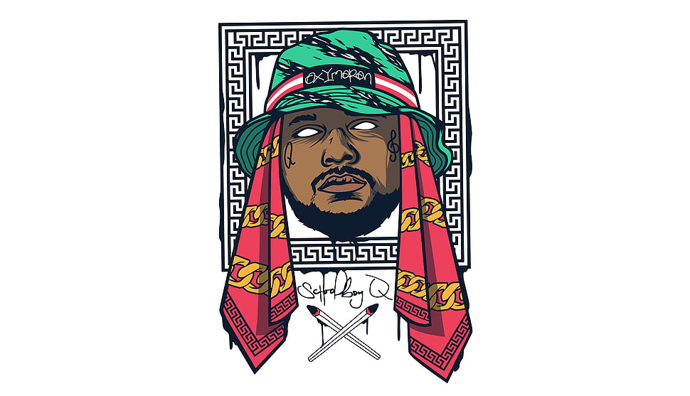 Oxymoron painting, artwork, hat, pencils, men HD wallpaper