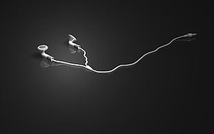 white earbuds, music, simple background, headphones