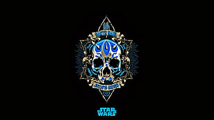 Star Wars skull logo, Star Wars, Jedi, skull, blue