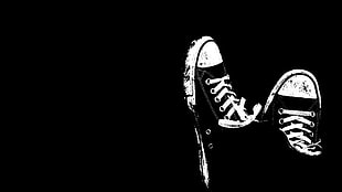 black-and-white sneakers artwork, All Star, shoes HD wallpaper