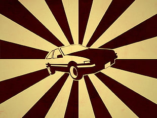 beige and black car illustration