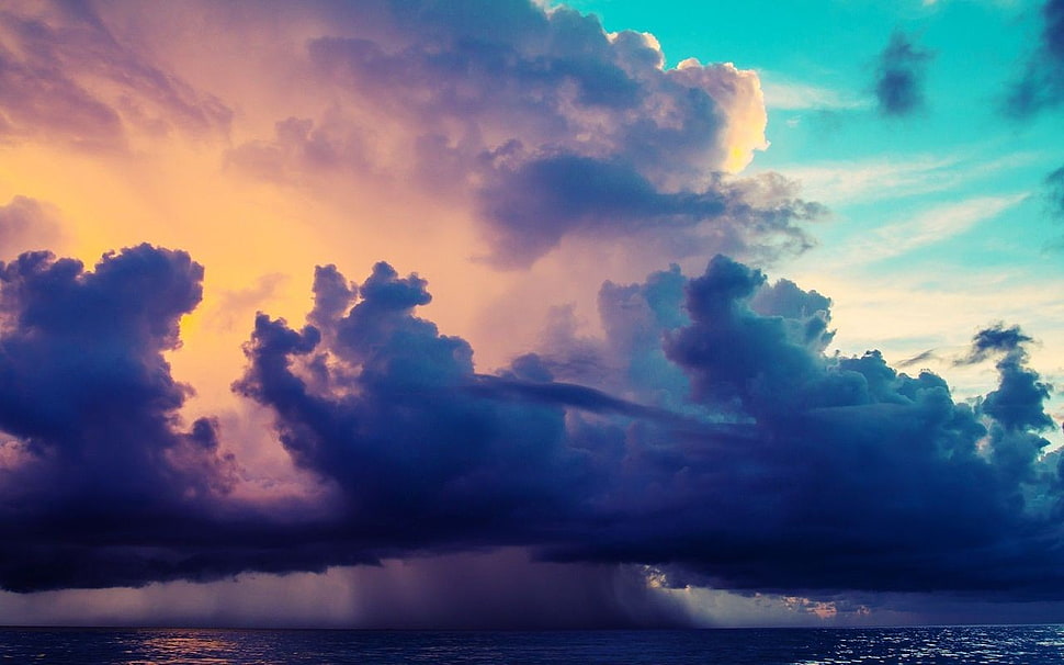 gray cloud, clouds, sea HD wallpaper