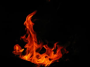 orange flame, Fire, Flame, Dark background