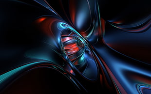 blue,black,and red abstract art