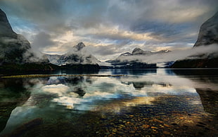 white clouds, nature, landscape, Milford Sound, New Zealand HD wallpaper