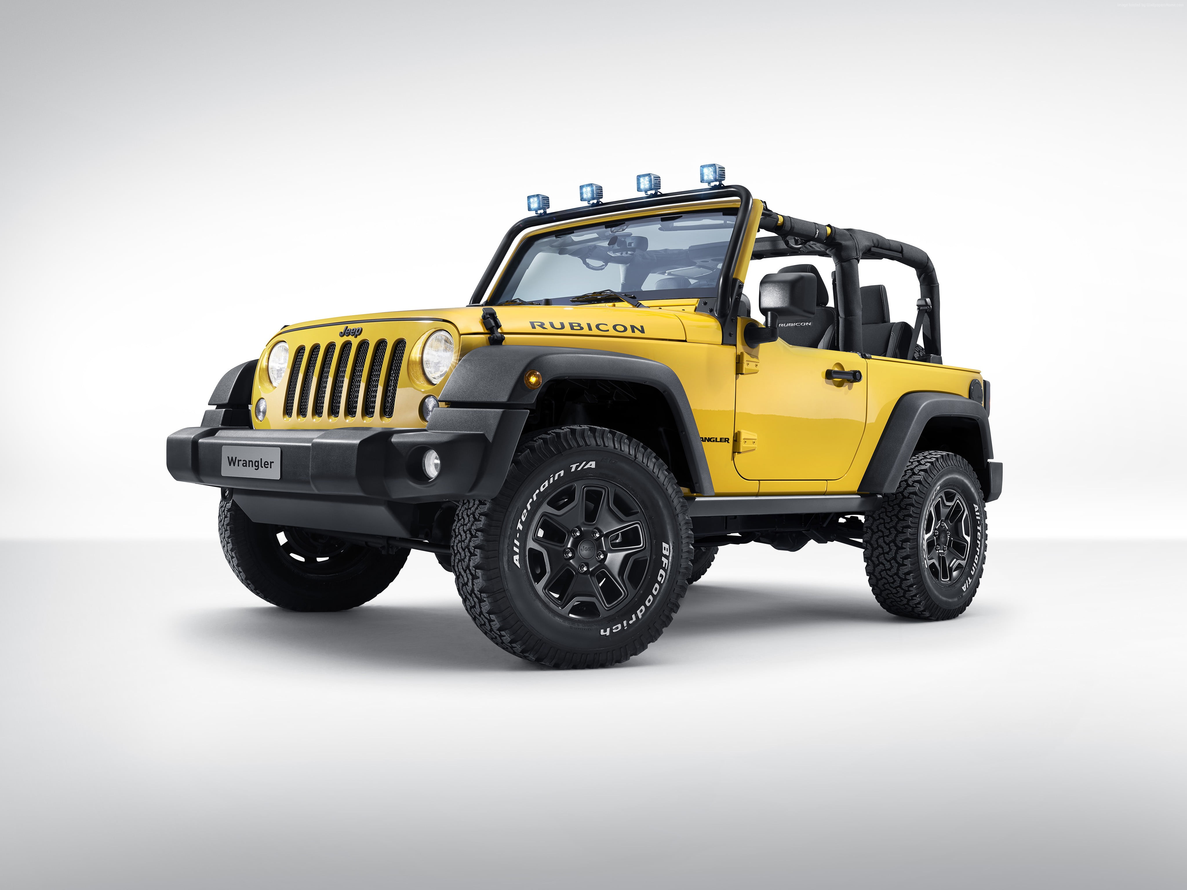 Yellow Jeep Wrangler With Floodlight Hd Wallpaper Wallpaper Flare