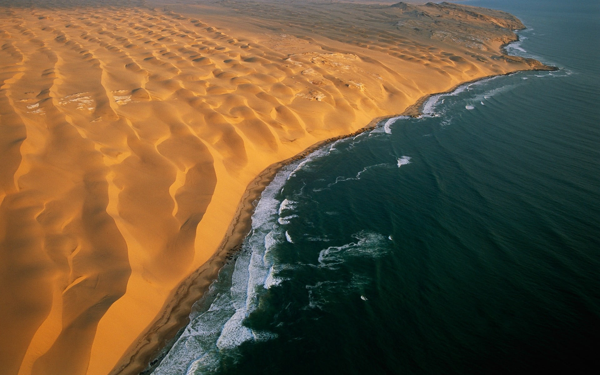 sea waves and desert photo, desert, Namibia, coast, beach