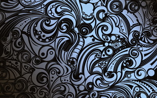 photo of white and black floral artwork HD wallpaper