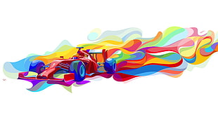 red and blue F1 race car wallpaper HD wallpaper