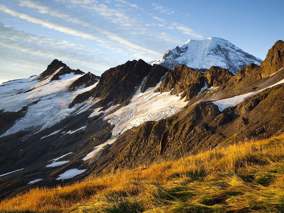 snow capped mountain under blue sky during daytime HD wallpaper
