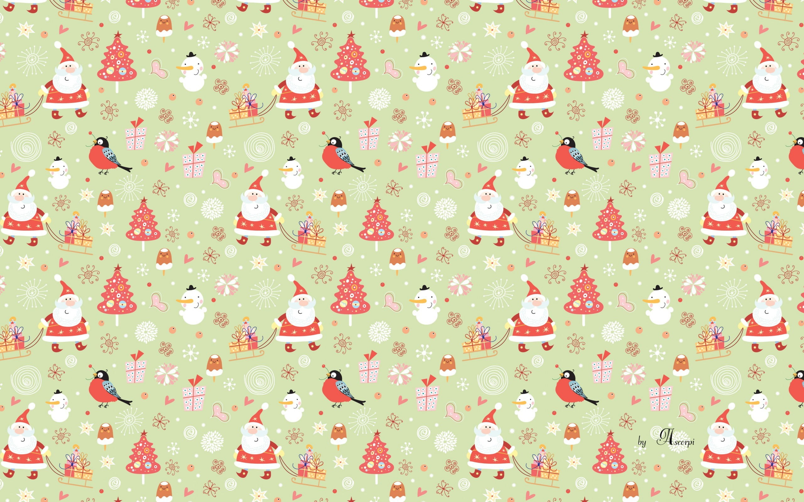 white, green, and red floral textile, Christmas, New Year