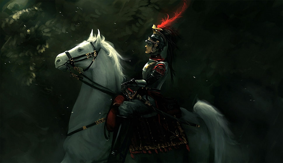 man riding horse painting, digital art, fantasy art HD wallpaper