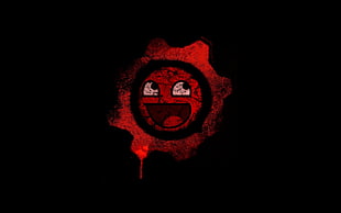 red and black logo, Gears of War, video games, awesome face