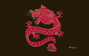 red dragon sticker, chinese dragon, dragon HD wallpaper