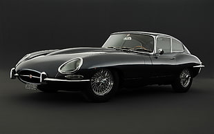 black coupe, car, Jaguar (car), Jaguar E-Type, vehicle