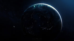 lunar eclipse digital wallpaper, space, artwork, planet, Greg Martin HD wallpaper