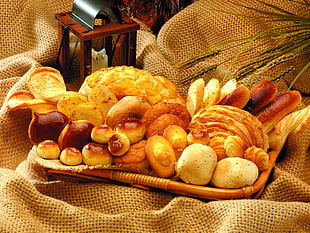 assorted pastries on brown tray