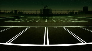 green and white playing court wallpaper, Monogatari Series, anime