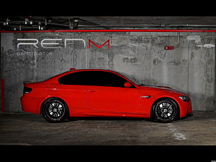 red coupe, BMW, BMW 3 Series (E92), car, red cars